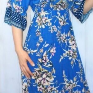 Flying Tomato-Floral Blue maxi dress